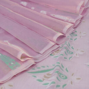 Soft Pink Handwoven Cotton Jamdani Saree with Paisley Motifs