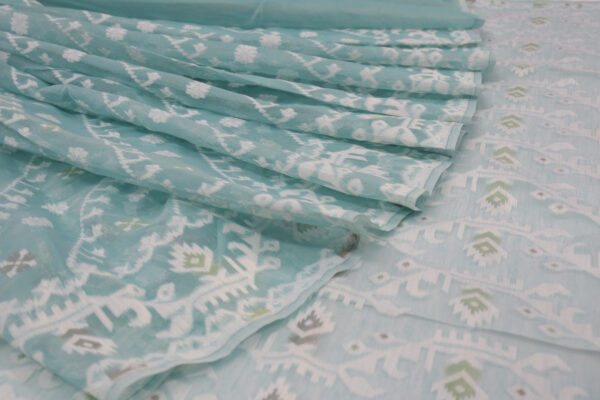 Sky Blue Handwoven Cotton Ikat Saree – Elegant & Lightweight