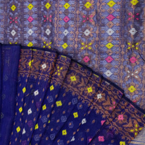 Royal Blue Handwoven Ikat Cotton Saree – Traditional & Elegant