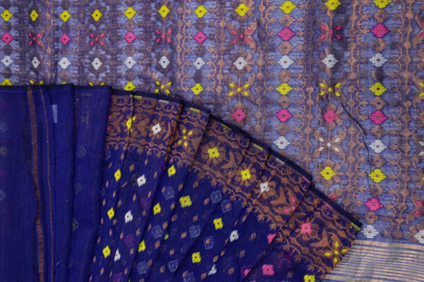 Royal Blue Handwoven Ikat Cotton Saree – Traditional & Elegant