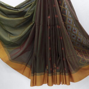 Olive Green Pure Bengal Handloom Khadi Cotton Saree – Lightweight, Soft & Elegant