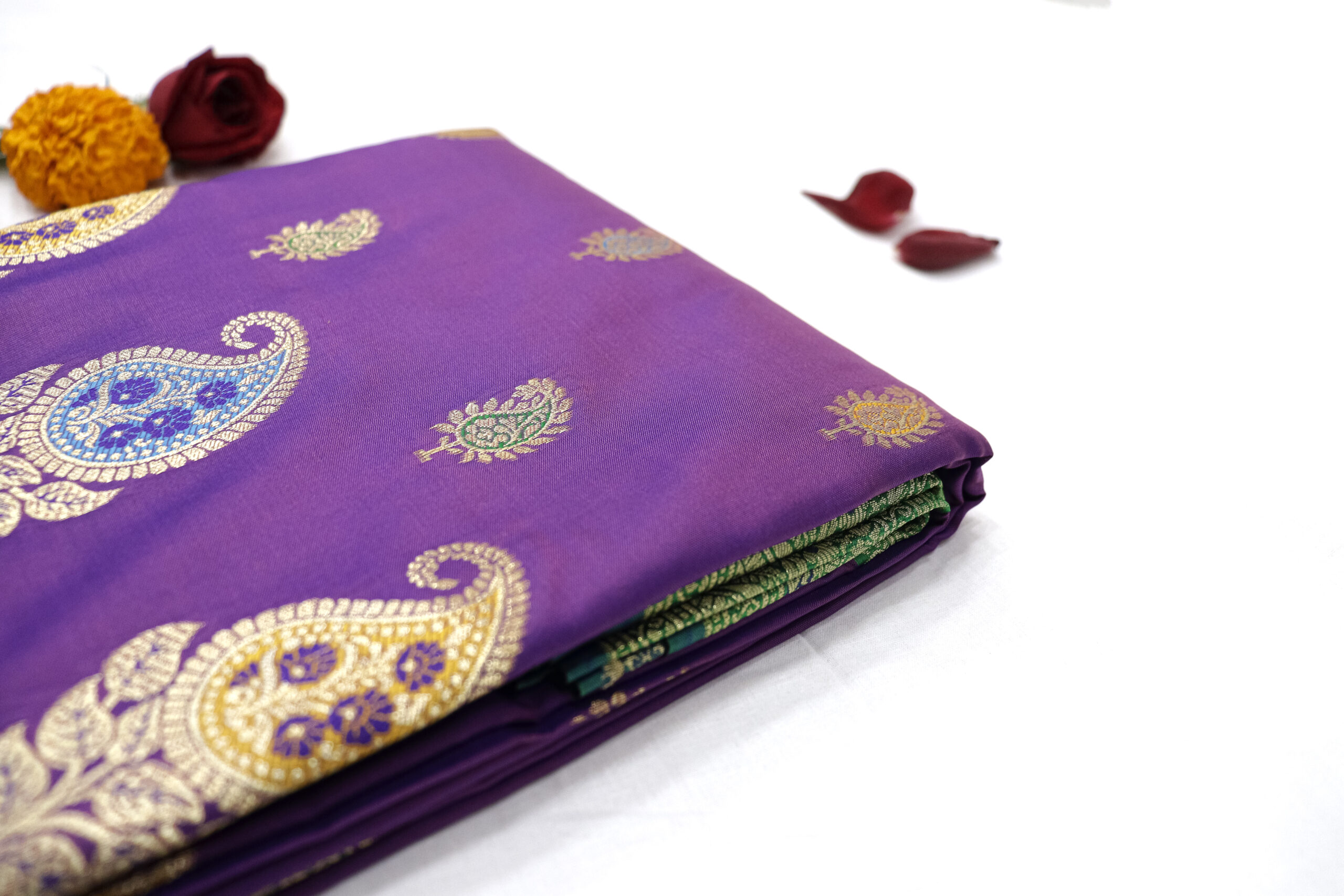 Regal Silk Saree in Purple & Green – Elegant Fancy Saree - Image 6