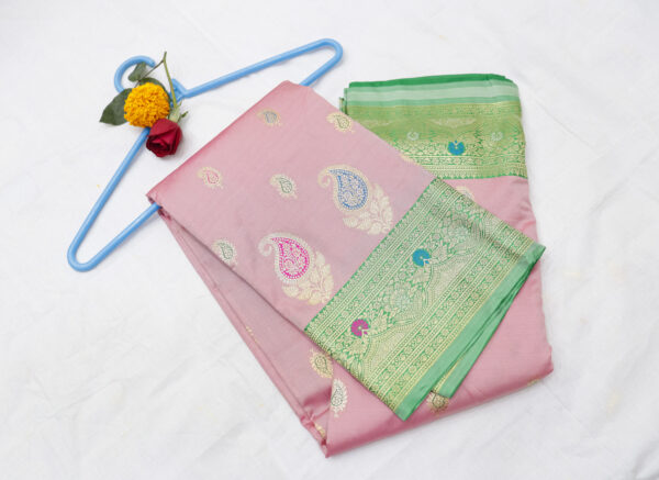 Elegant Banarasi Silk Saree in Peach Pink – Graceful Fancy Saree - Image 2