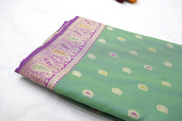 Graceful Banarasi Silk Saree in Pink & Green – Elegant Fancy Saree - Image 4