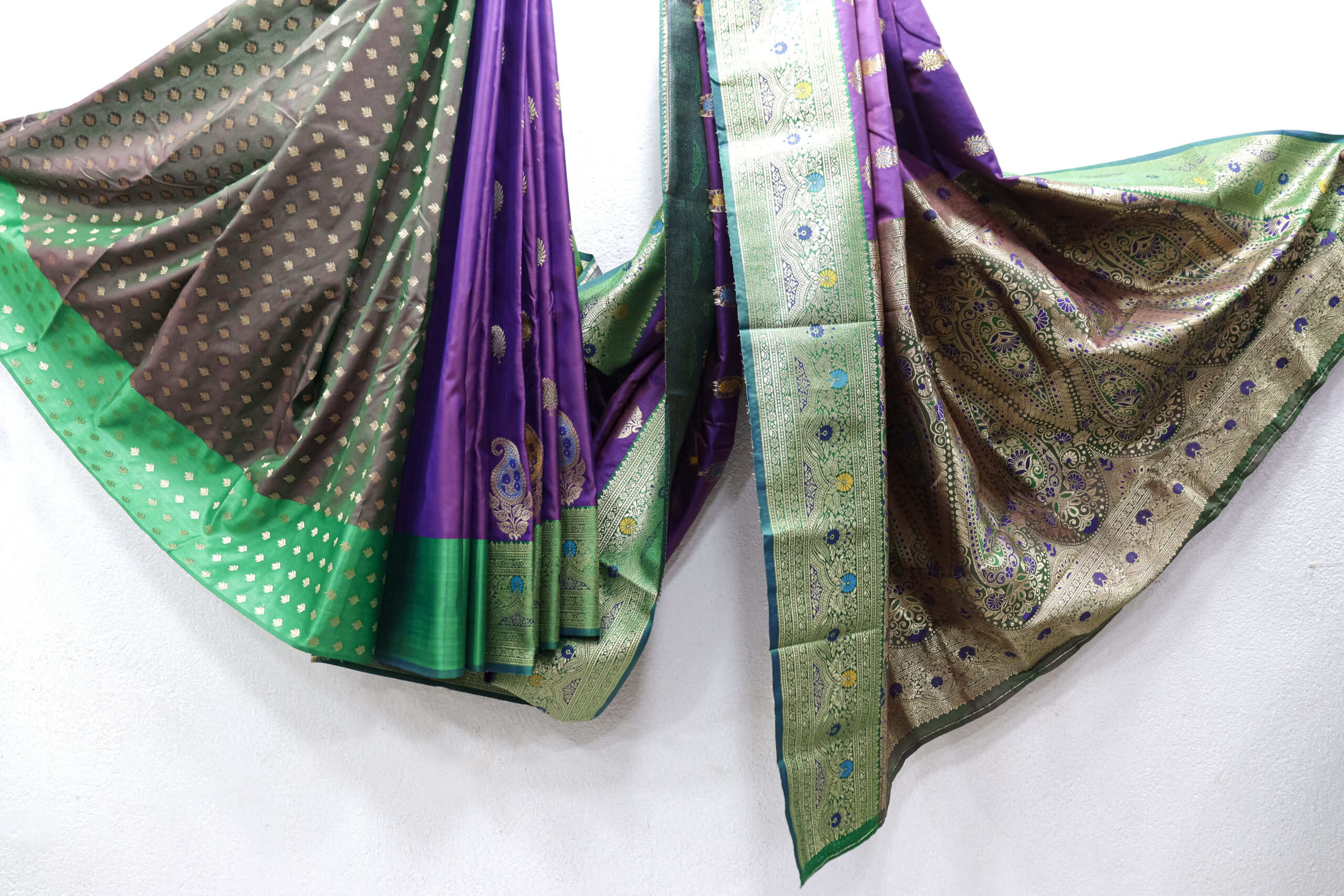 Regal Silk Saree in Purple & Green – Elegant Fancy Saree