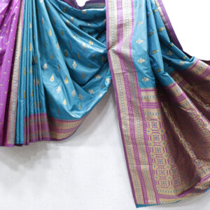 Stunning Dual-Tone Banarasi Silk Saree in Blue & Purple