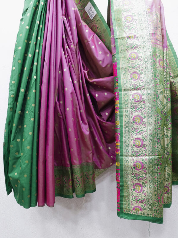 Graceful Banarasi Silk Saree in Pink & Green – Elegant Fancy Saree - Image 2