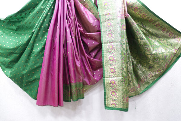 Graceful Banarasi Silk Saree in Pink & Green – Elegant Fancy Saree