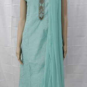 Elegant Aqua Blue Embroidered Cotton Kurti Set – A Blend of Grace & Comfort