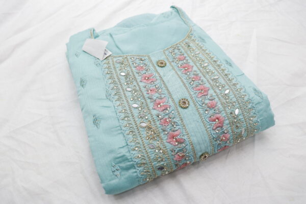 Elegant Sky Blue Chikankari Cotton Kurti Set – A Blend of Grace & Comfort - Image 6