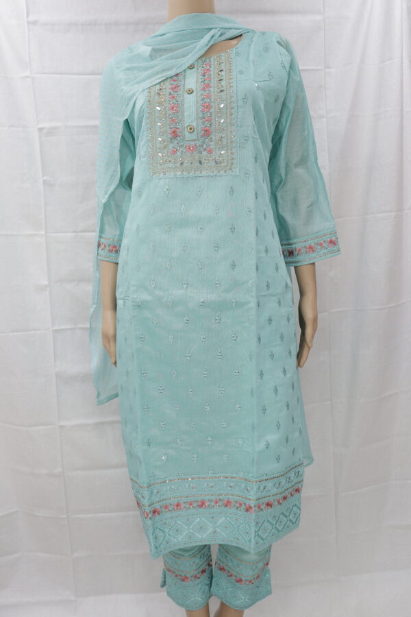 Elegant Sky Blue Chikankari Cotton Kurti Set – A Blend of Grace & Comfort - Image 2