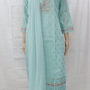Elegant Sky Blue Chikankari Cotton Kurti Set – A Blend of Grace & Comfort