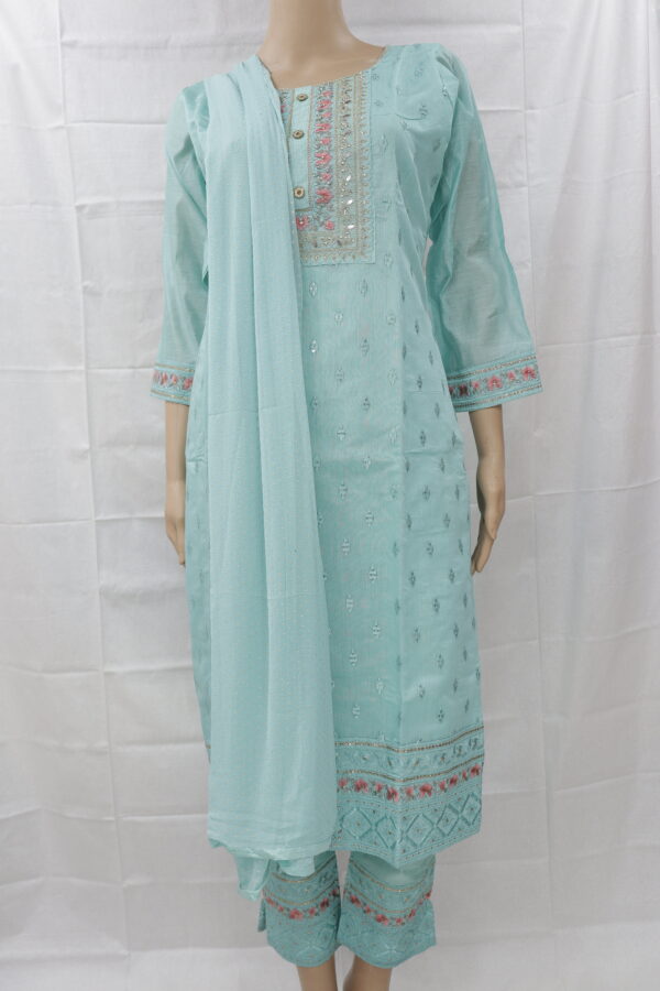 Elegant Sky Blue Chikankari Cotton Kurti Set – A Blend of Grace & Comfort