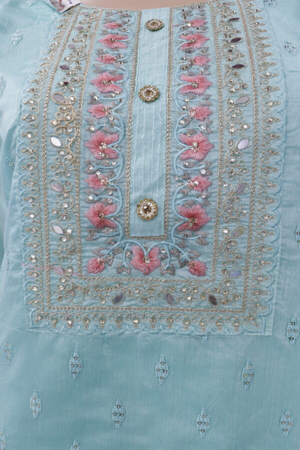 Elegant Sky Blue Chikankari Cotton Kurti Set – A Blend of Grace & Comfort - Image 5