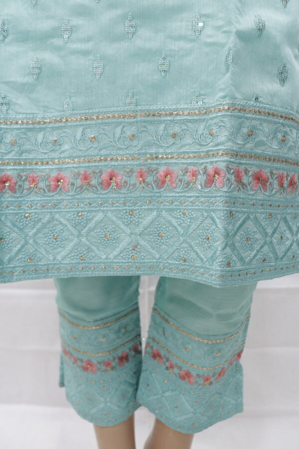 Elegant Sky Blue Chikankari Cotton Kurti Set – A Blend of Grace & Comfort - Image 4