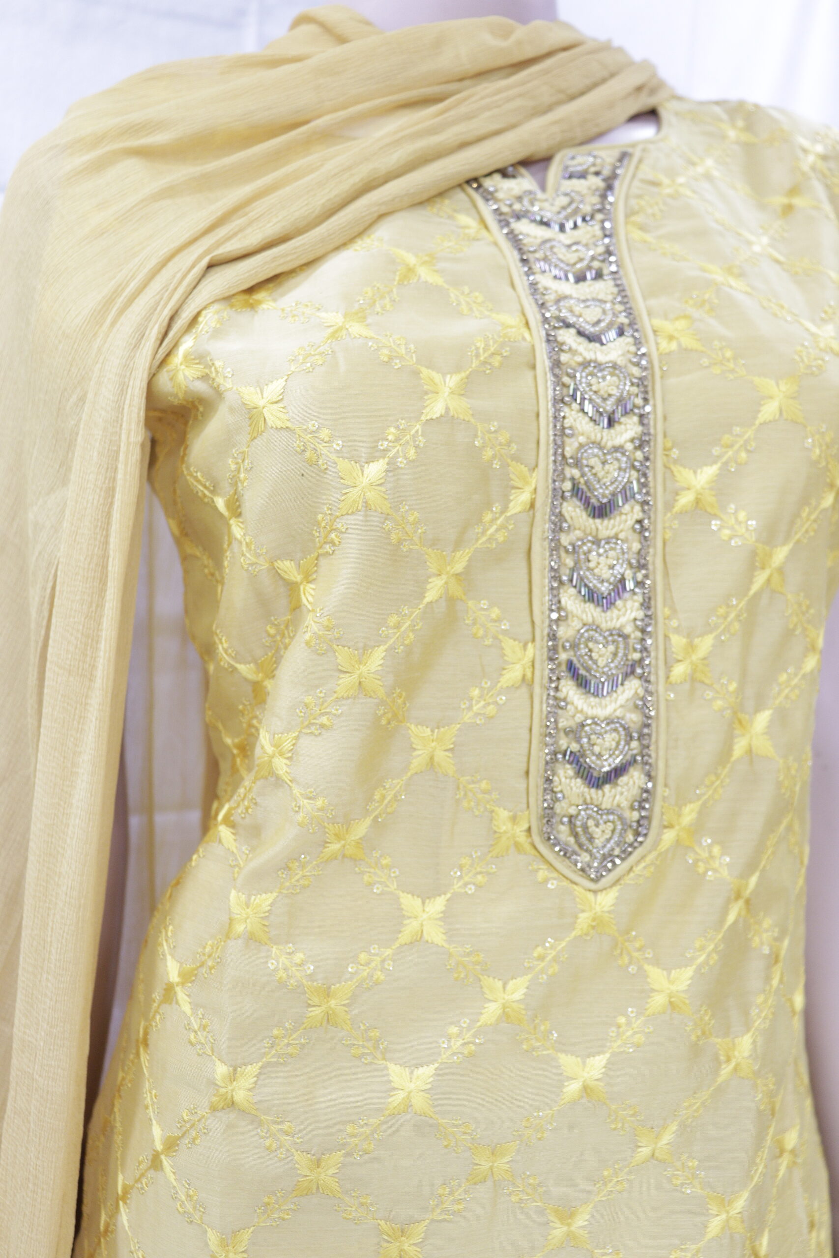 Radiant Mustard Yellow Embroidered Cotton Kurti Set β A Touch of Tradition - Image 2