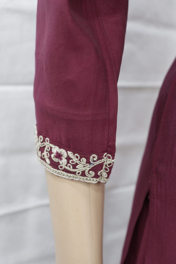 Elegant Maroon Cotton Kurta Set – A Blend of Simplicity & Grace - Image 3