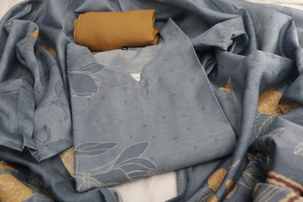 Elegant Blue Floral Printed Cotton Kurta Set with Dupatta – Timeless Ethnic Charm - Image 2