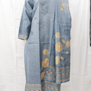 Elegant Blue Floral Printed Cotton Kurta Set with Dupatta – Timeless Ethnic Charm