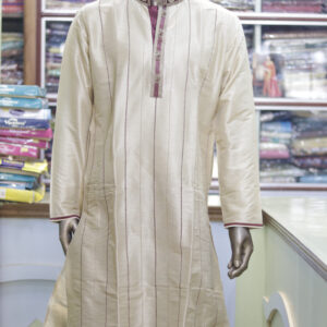 Men’s Elegant Cream Embroidered Kurta – Traditional Ethnic Wear