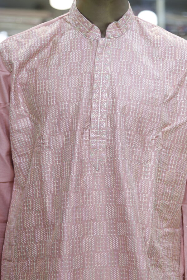Men’s Light Pink Cotton Kurta – Elegant Traditional Wear - Image 4
