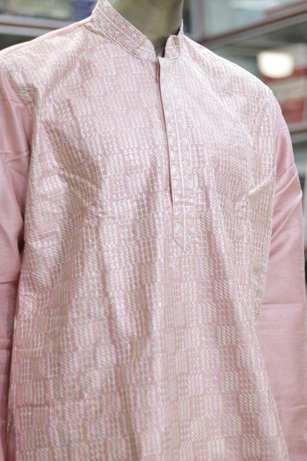Men’s Light Pink Cotton Kurta – Elegant Traditional Wear - Image 3