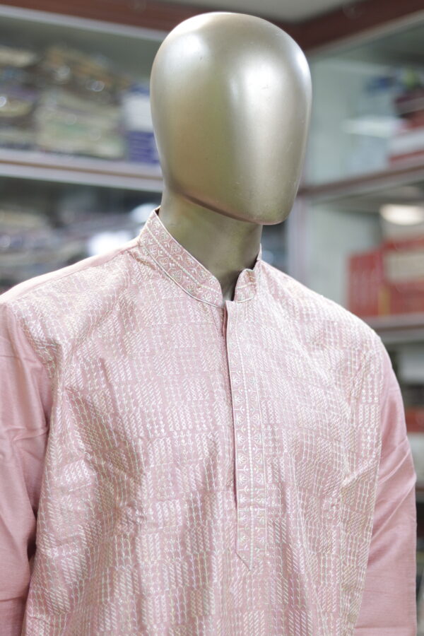 Men’s Light Pink Cotton Kurta – Elegant Traditional Wear - Image 2
