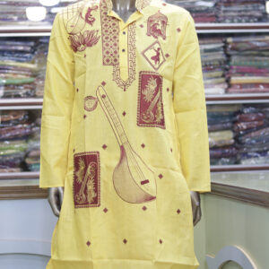 Men’s Artistic Hand-Printed Cotton Kurta – Traditional & Festive Ethnic Wear