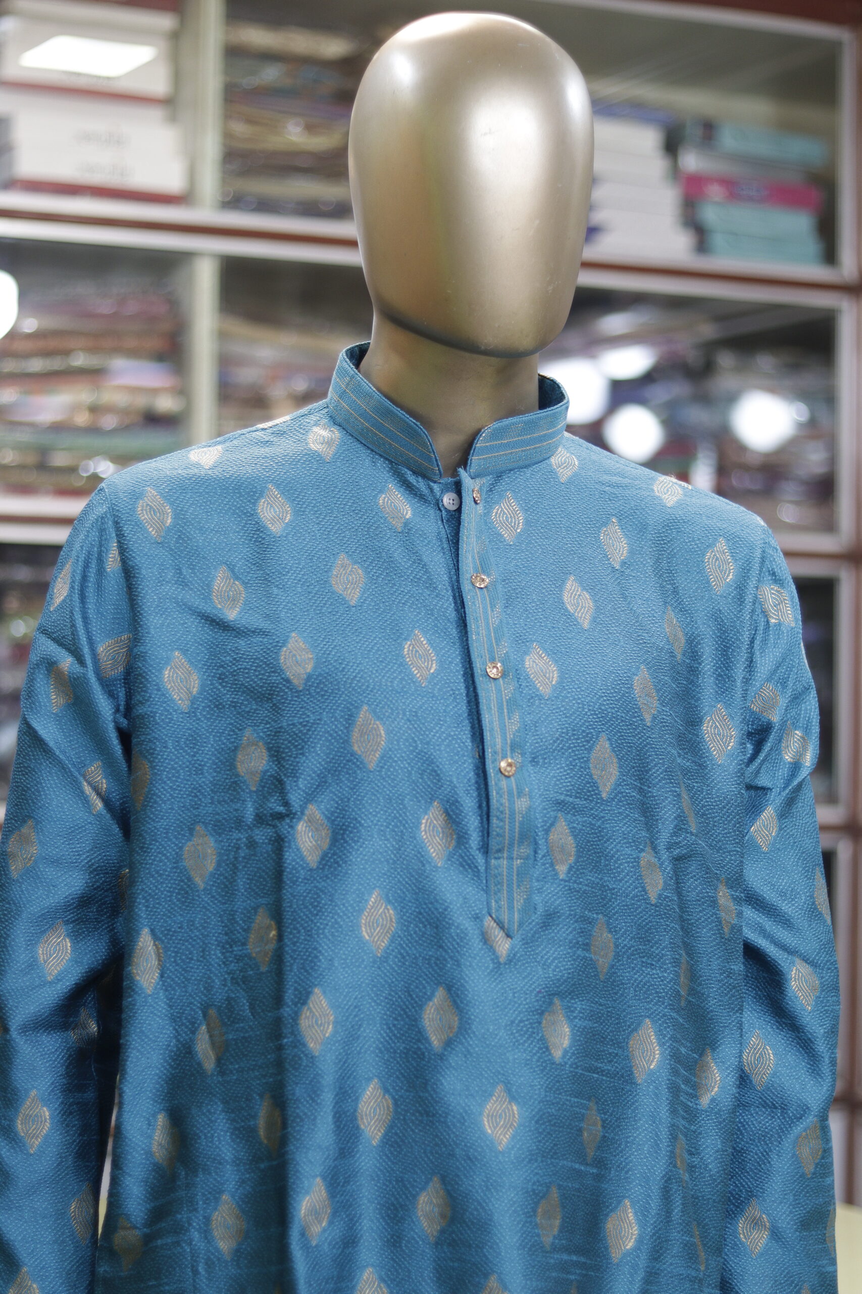 Men’s Sky Blue Designer Kurta – Elegant Ethnic Wear for Festive & Wedding Occasions - Image 3