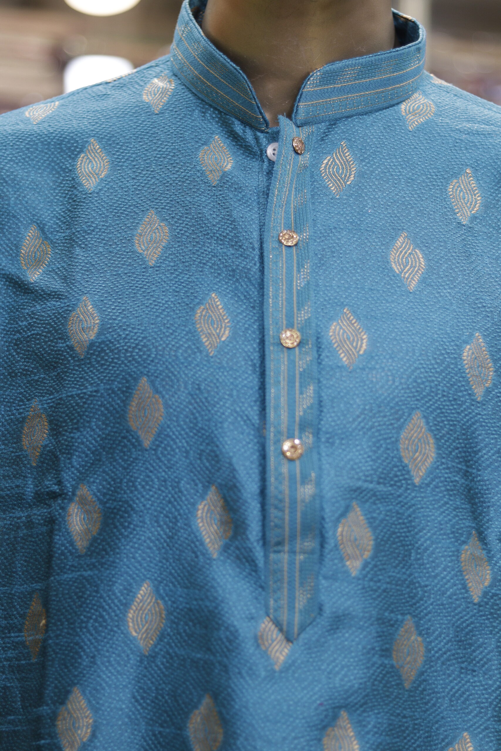 Men’s Sky Blue Designer Kurta – Elegant Ethnic Wear for Festive & Wedding Occasions - Image 2