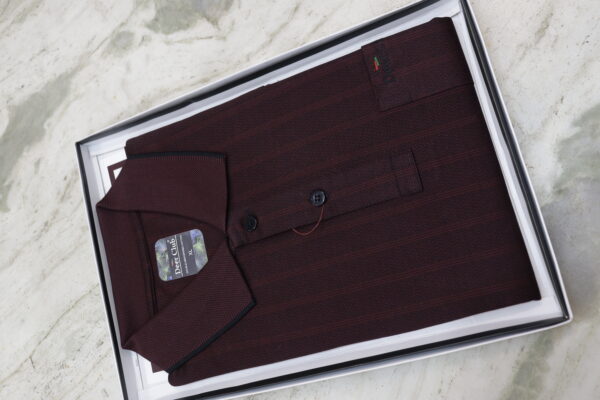 Men’s Maroon Striped Polo Shirt – Elegant & Comfortable Casual Wear - Image 2