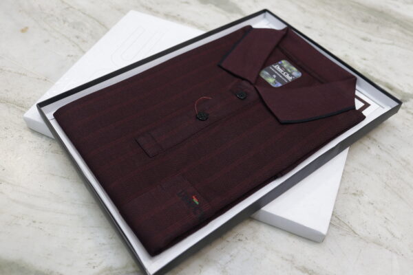 Men’s Maroon Striped Polo Shirt – Elegant & Comfortable Casual Wear - Image 5