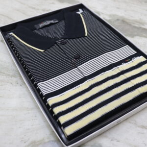 Men’s Striped Polo Shirt – Classic Black with Modern Accents