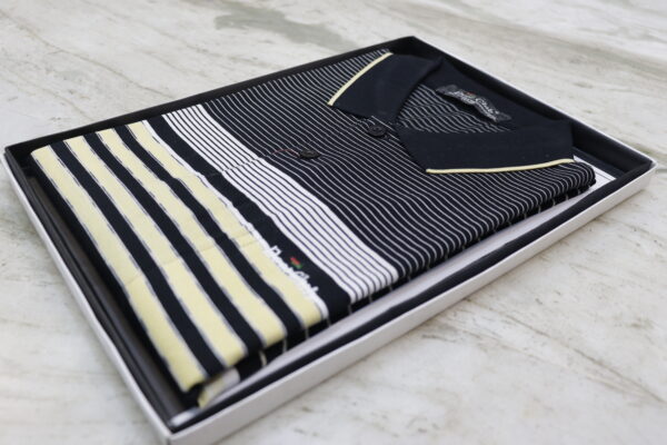 Men’s Striped Polo Shirt – Classic Black with Modern Accents - Image 2