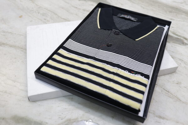 Men’s Striped Polo Shirt – Classic Black with Modern Accents - Image 4
