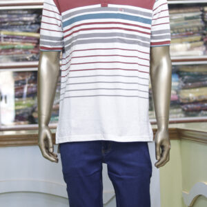 Men’s Casual Polo Shirt – Soft Pink with Striped Detail