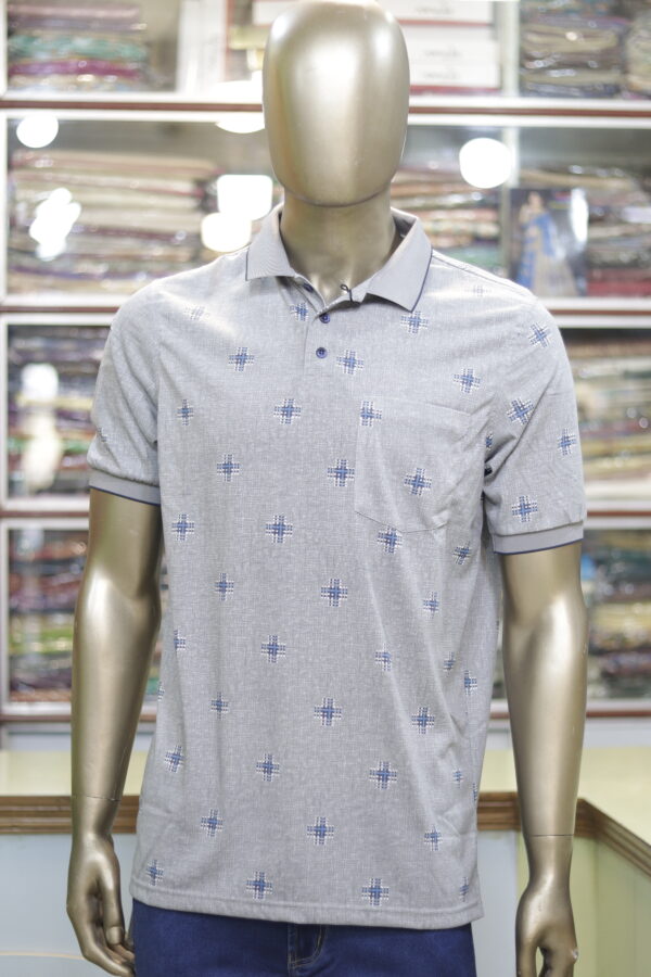 Men's Grey Printed Polo Shirt – Stylish & Comfortable Casual Wear - Image 2
