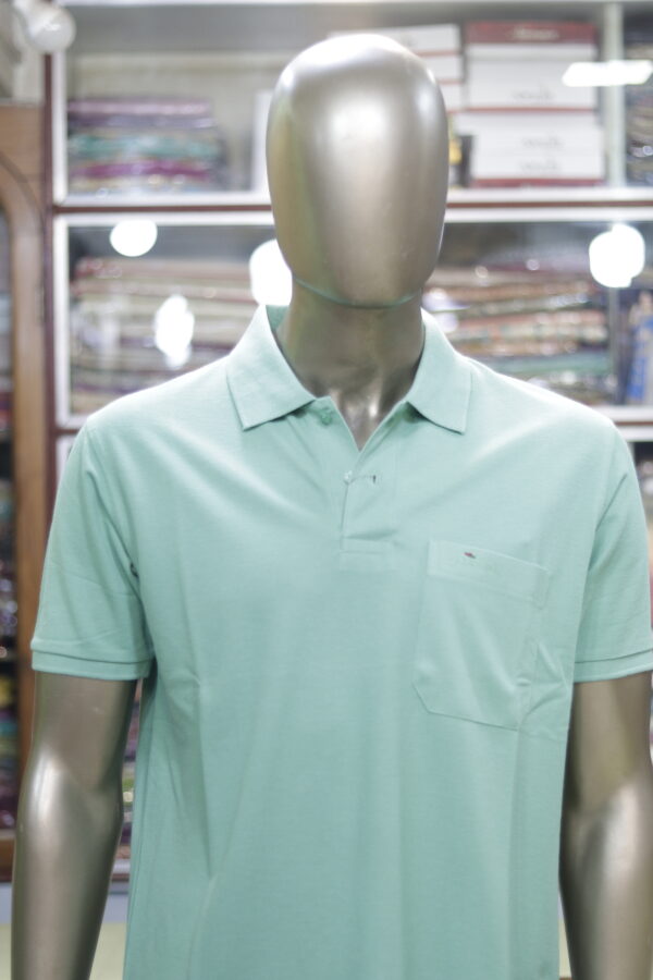 Men’s Mint Green Polo Shirt with Pocket - Image 2