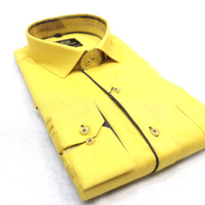 Men's Casual Yellow Plaid Button-Down Shirt