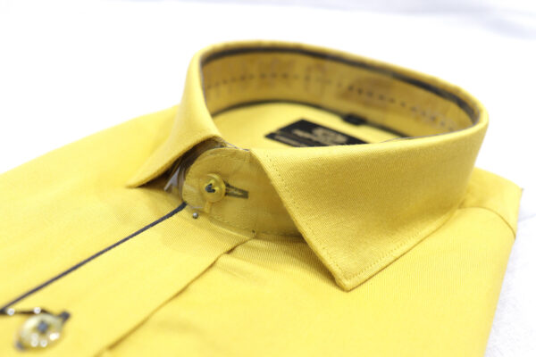 Men's Casual Yellow Plaid Button-Down Shirt - Image 3
