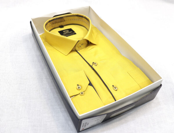 Men's Casual Yellow Plaid Button-Down Shirt - Image 2