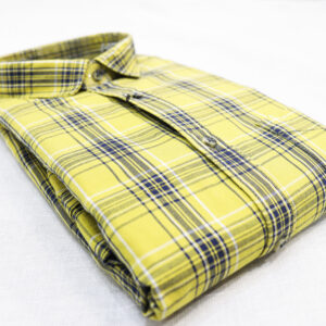 Men's Casual Yellow Plaid Button-Down Shirt