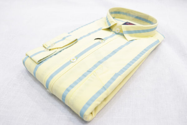 Men's Yellow & Blue Striped Casual Shirt – Smart, Stylish & Comfortable - Image 4