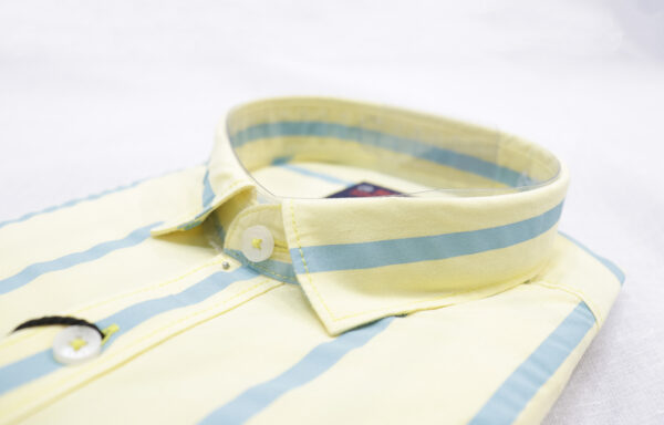 Men's Yellow & Blue Striped Casual Shirt – Smart, Stylish & Comfortable - Image 3