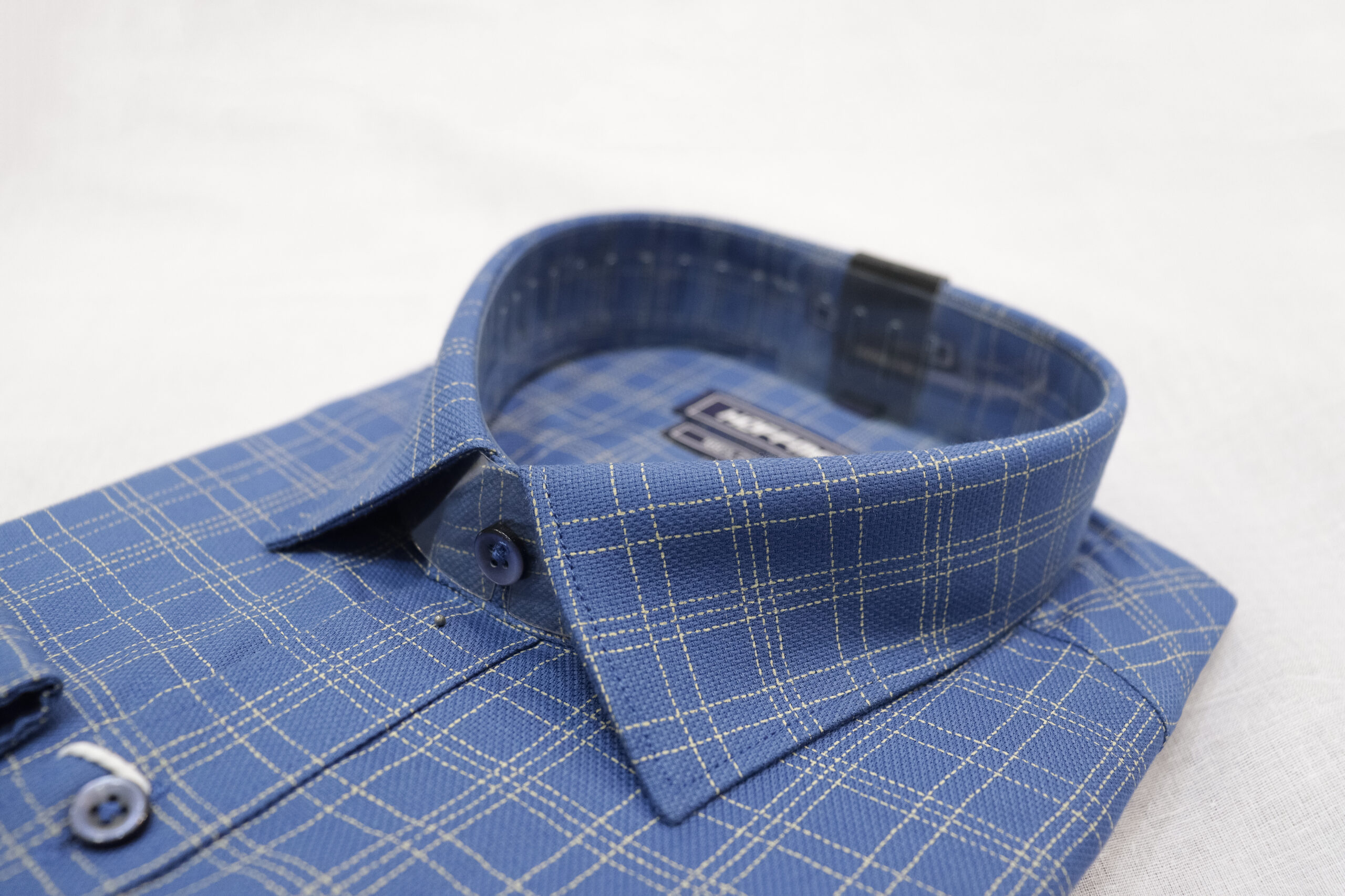 Men's Blue Checkered Formal Shirt – Classic & Elegant - Image 2
