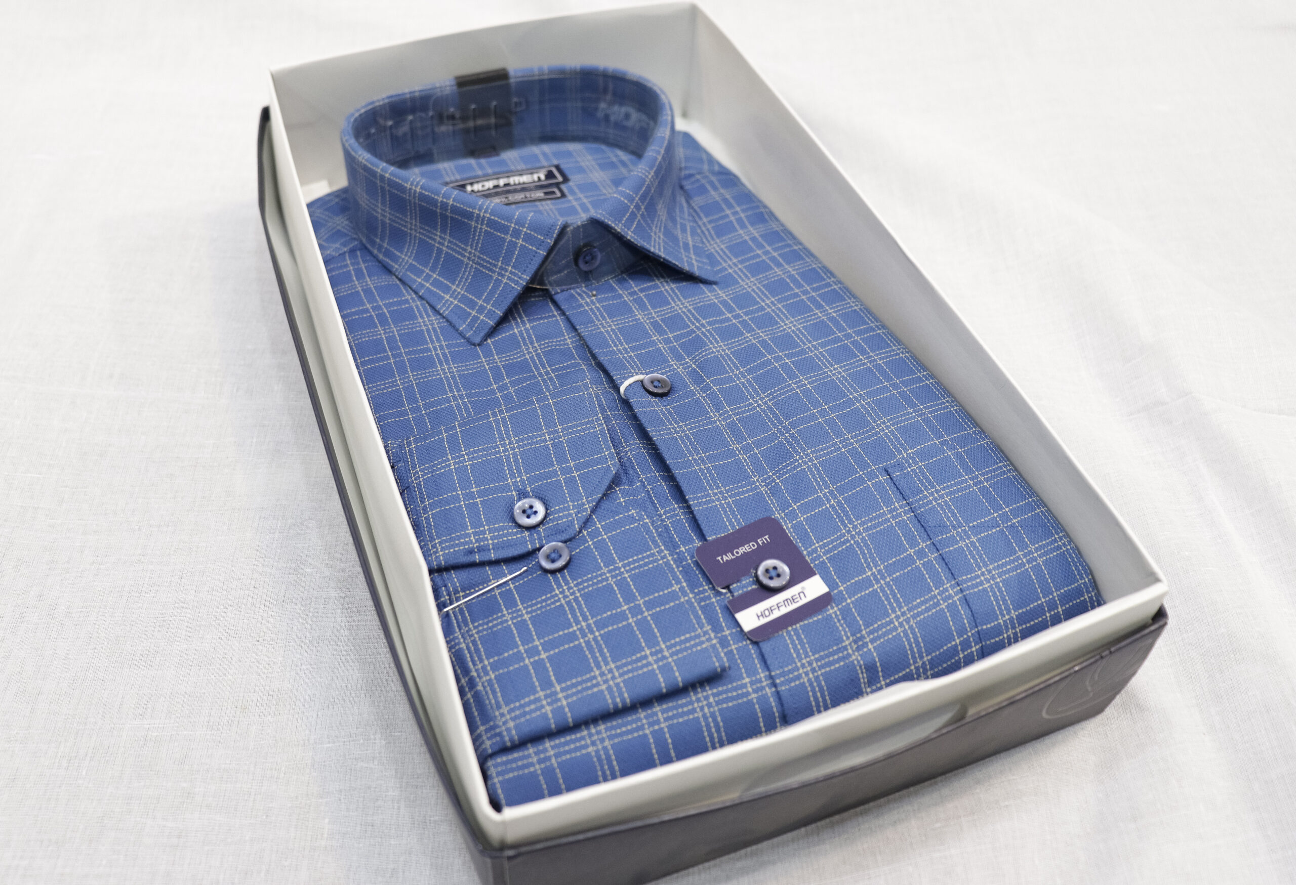 Men's Blue Checkered Formal Shirt – Classic & Elegant - Image 3