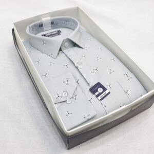 Men's Light Grey Textured Shirt with Minimal Print – Elegant & Trendy