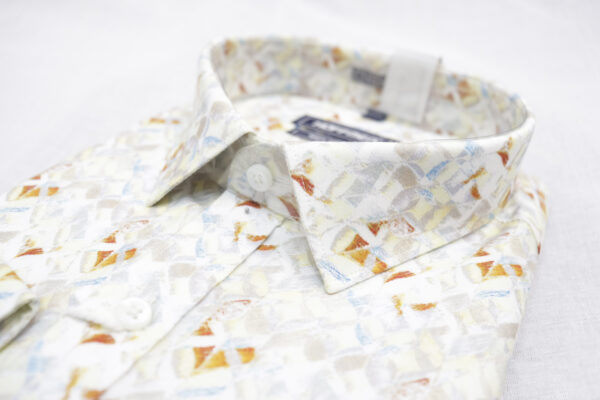 Men's White Abstract Printed Casual Shirt – Slim Fit, Modern & Stylish - Image 2