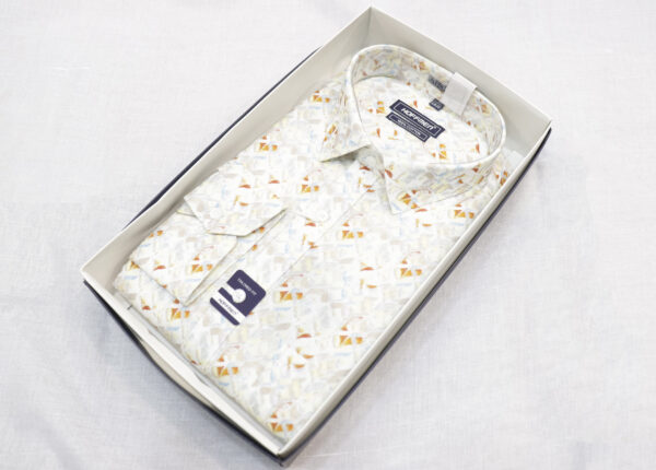 Men's White Abstract Printed Casual Shirt – Slim Fit, Modern & Stylish - Image 4