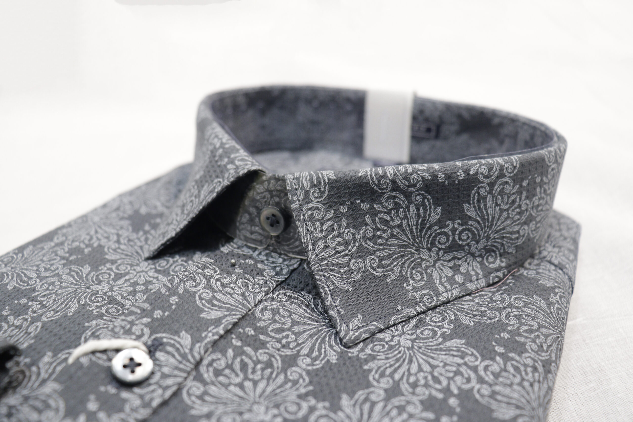 Men's Grey Floral Printed Formal Shirt – Slim Fit, Stylish & Comfortable - Image 2